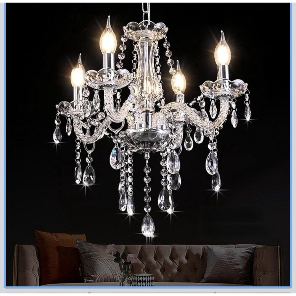 MALOSA Clear 4 Light Mini Crystal Chandelier Adjustable Height  18 x 18 x 43